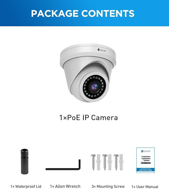 4COVR 5MP PoE Security IP Camera Outdoor IP67, Wired Surveillance Dome Camera with Smart Human/Vehicle Detection, 110° Wide View Angle 2.8mm Lens, 18Pcs IR LED 100ft HD Night Vision, LY97AX5MA
