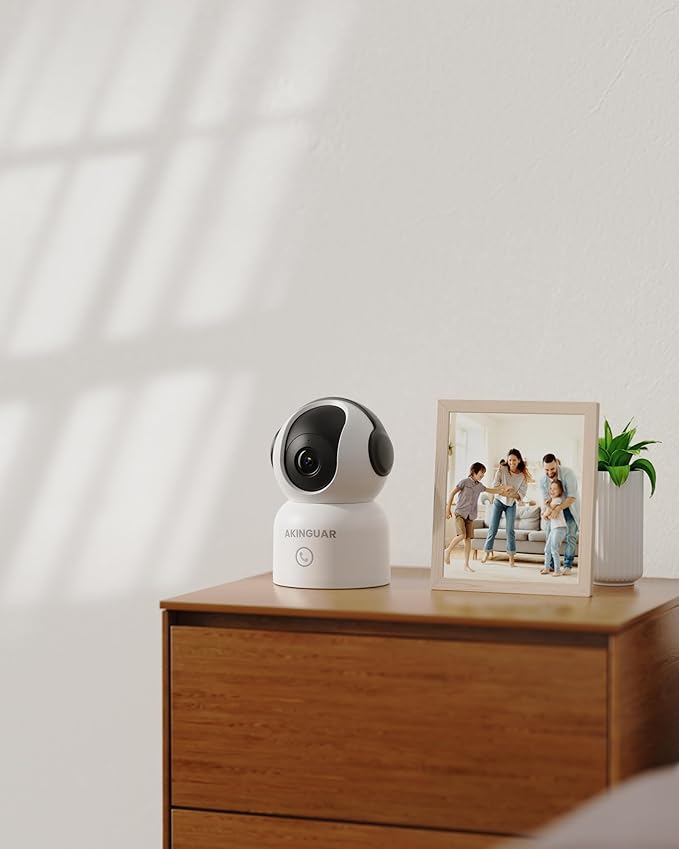 4K 8MP WiFi Camera, 360°Pan/Tilt Indoor Camera, 2-Way Talk, One-Touch Calling, Full-Color Night Vision in Low Light, Smart AI Detection, Auto Tracking, for Kids/Elderly/Pets, Black