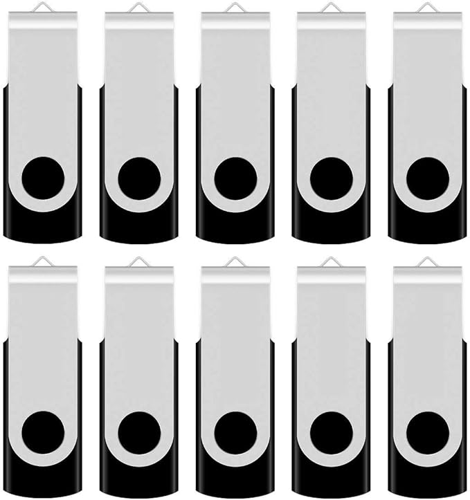 Aiibe 2GB Flash Drive 10 Pack Bulk 2G USB Flash Drive Thumb Drives USB 2.0 Memory Stick Data Storage Jump Drives (2GB, 10 Pack, Black)