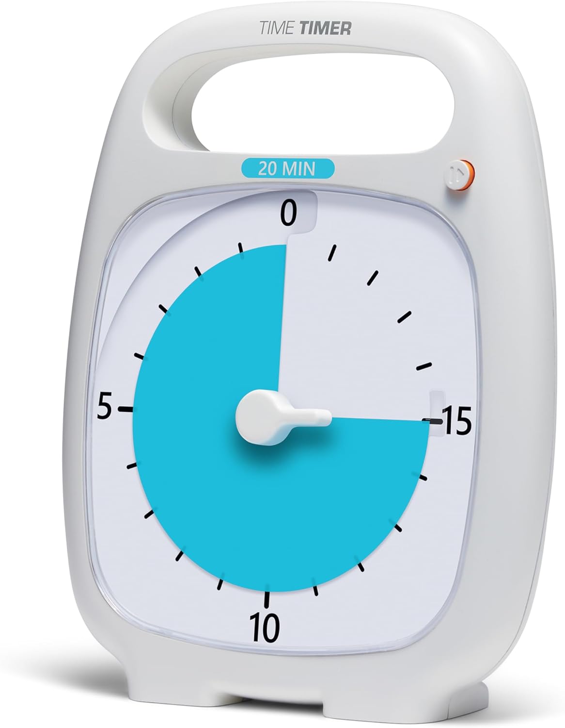 Time Timer PLUS 20 Minute Desk Visual Timer â Countdown Timer with Portable Handle for Classroom, Office, Homeschooling, Study Tool with Silent Operation (White)