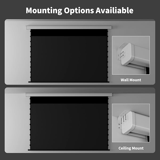 QuadraArc Motorized ALR Projector Screen, Black Crystal 4K Electric Drop Down Screen, Wall & Ceiling Mount, Compatible with 1800 ANSI Lumens ST/LT Projectors 72"