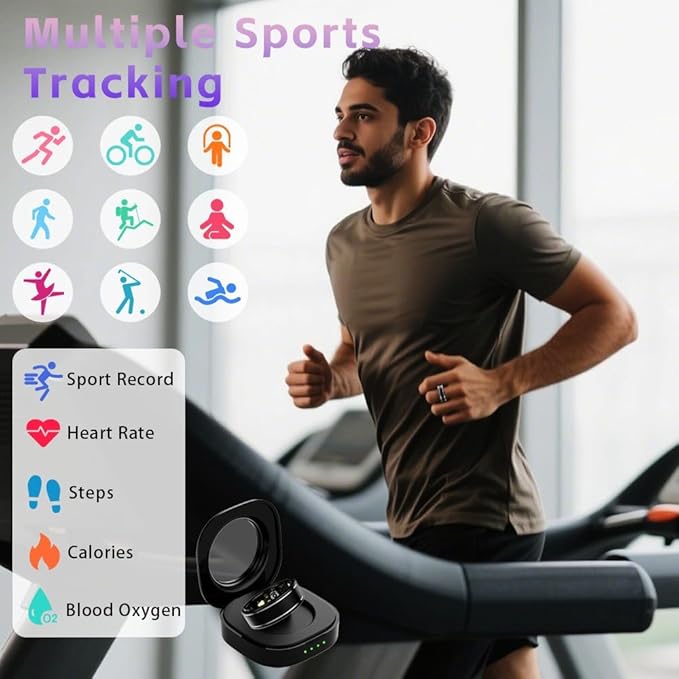 Smart Ring for Men Women – Fitness Tracker Ring with Heart Rate, SpO2, Blood Pressure, Sleep Monitoring, Step & Calorie Counter, No Subscription Fee, iOS & Android Compatible (Black, 14)