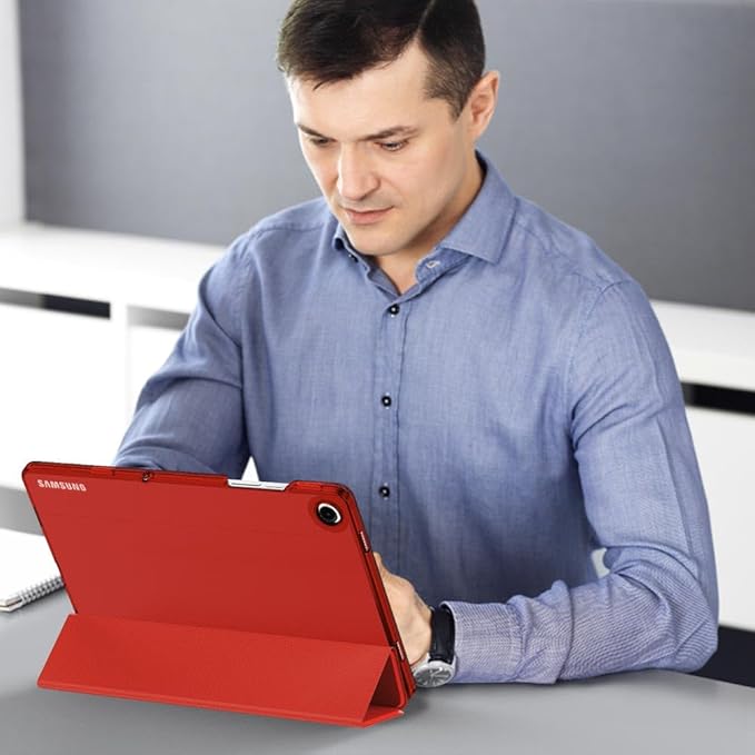 MoKo Case for Galaxy Tab A9+/A9 Plus 11 inch 2023, Slim Stand Protective Smart Cover with Hard PC Translucent Back Shell for Tab A9 Plus Tablet (SM-X210/X216/X218), Auto Wake/Sleep, Red