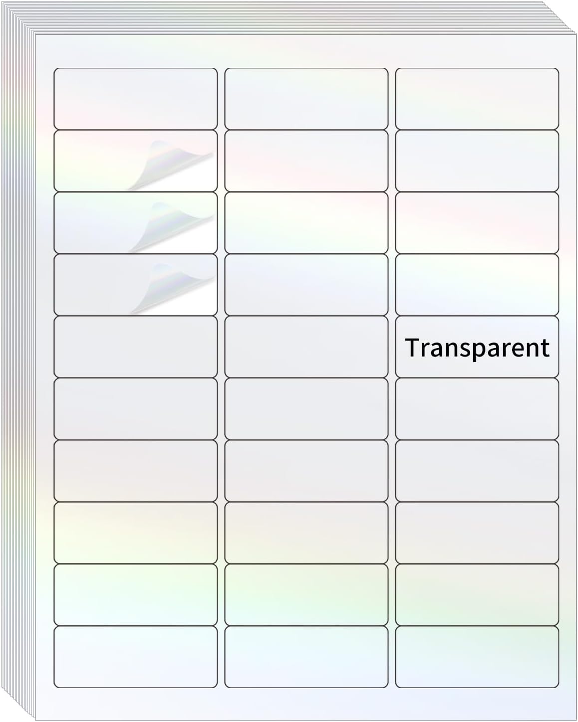 STARLIBOO Transparent Stickers Labels -1" x 2-5/8" Clear Address Labels Mailing Stickers for Laser/Inkjet Printer 8.5"Ã11"- 20 Sheet (Clear Holographic)