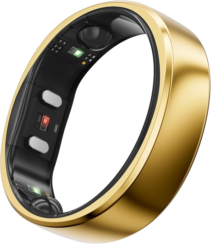 RingConn Gen 2, Worldâs First Smart Ring with Sleep Apnea Monitoring, No APP Subscription, 12-Day Battery Life, Stress/Heart Rate/Women's Health Tracker, Android & iOS Compatible (Gold, Size 13)