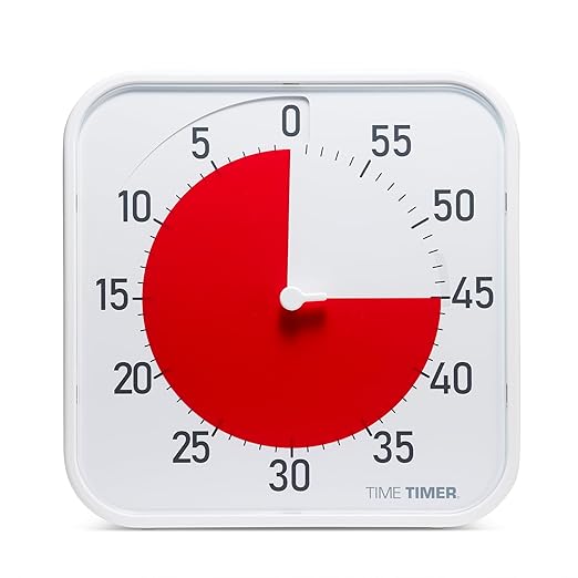 Time Timer Original 12" Visual Countdown Timer â Large 60-Minute Classroom Visual Timer for Modern classrooms, Student Groups & Adult Meetings â Helps with Focus, ADHD, Autism â (Red & White)