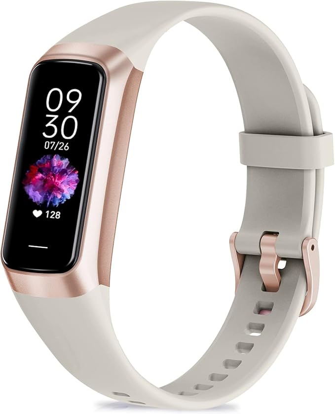 Fitness Tracker with 24/7 Blood Oxygen Heart Rate and Sleep Monitor,IP68 Waterproof,1.10''AMOLED Touch Color Screen,Step Counter Health Activity Trackers for Women Men (White)
