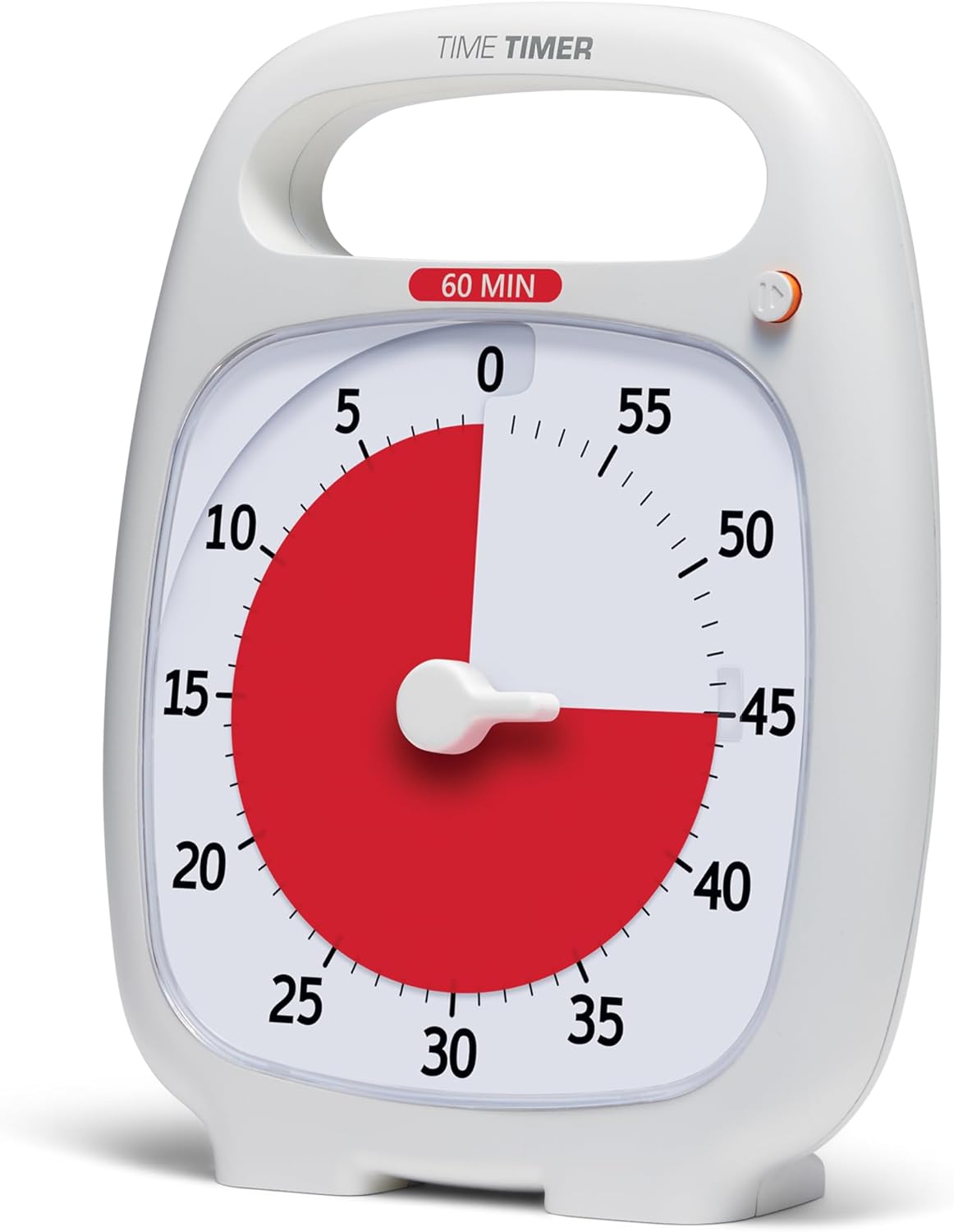 Time Timer PLUS 60 Minute Desk Visual Timer â Countdown Timer with Portable Handle for Classroom, Office, Homeschooling, Study Tool with Silent Operation (White)