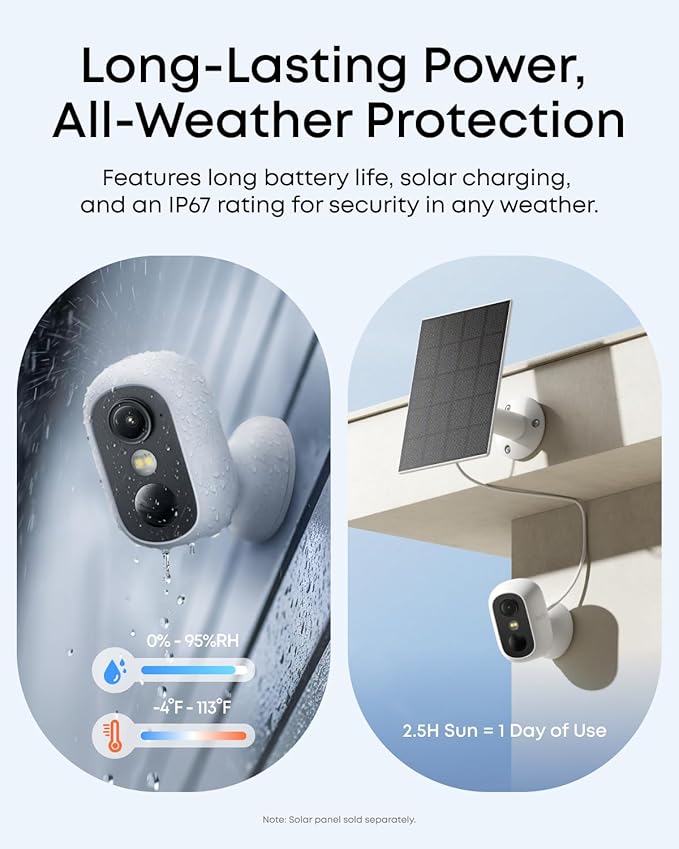 eufy Security eufyCam C35 2-Cam Kit, Wireless Security Indoor/Outdoor Camera, Magnetic Mount, Color Night Vision, Local Storage, No Monthly Fee, IP67, Facial Recognition, Solar Panel Compatible, White