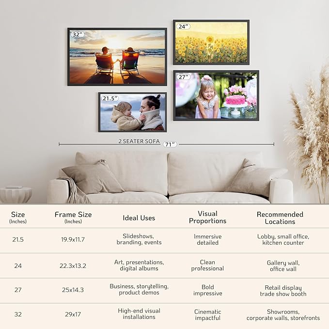 NexFoto 27 Inch Touchscreen Digital Picture Frame, FHD WiFi Photo Frame Electronic, 64GB Digital Frame, Add Photos from Google Photos, Upload Videos, Gifts for Christmas/Mom/Grandparents, Black