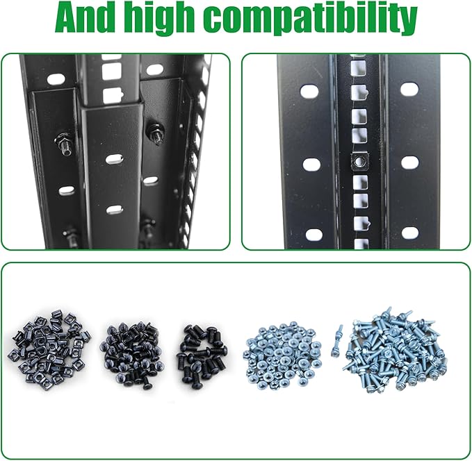 15U Server Rack/4-Post 19in Network Rack/Open Frame Rack with Wheels, Heavy-Duty Frame Cabinet/Adjustable Depth 15.75-13.75in GLOBALRACK(4POST-600-15U)