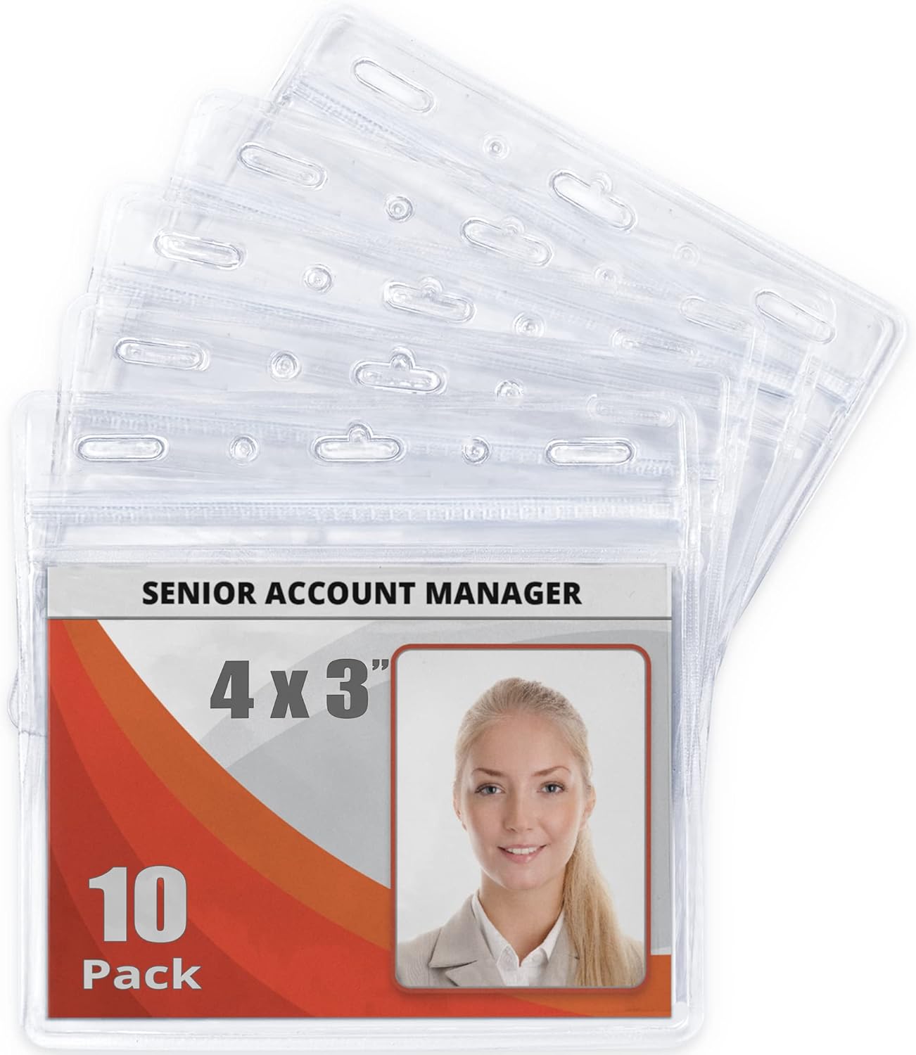 Mifflin-USA Card Protector (4x3 Inch, Clear, Bulk 10 Pack) Quick Load Horizontal No Zipper Name ID Badge Holderâ¦