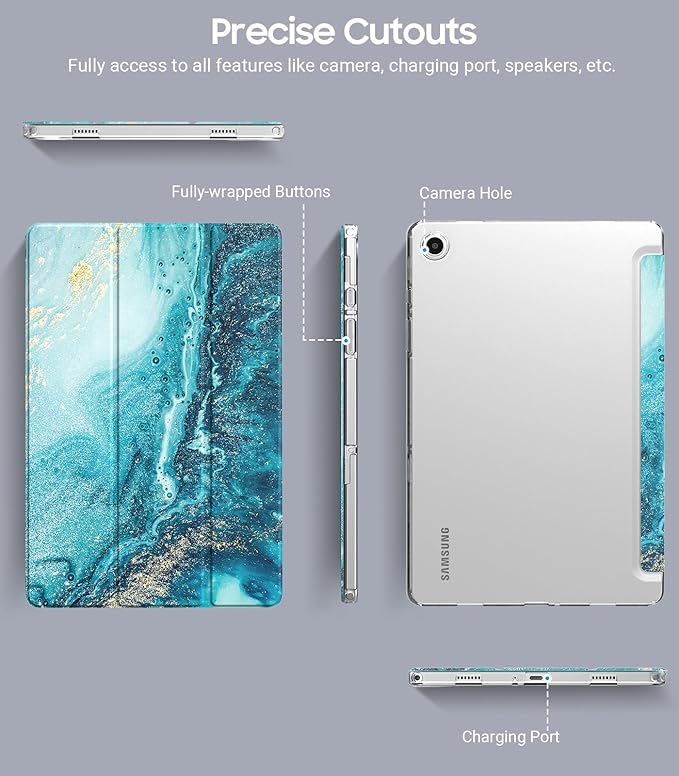 TiMOVO Case for Samsung Galaxy Tab A9+/A9 Plus 11" 2023, Slim Soft TPU Translucent Frosted Back Protective Cover for Galaxy Tab A9+ Tablet SM-X210/X216/X218, Auto Wake/Sleep, Gilding