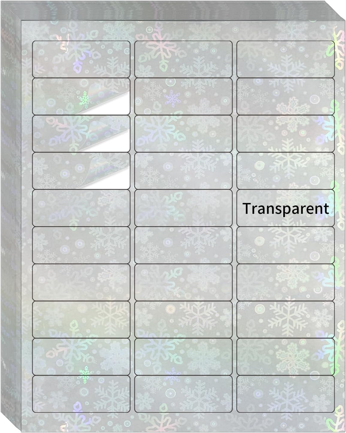 STARLIBOO Transparent Stickers Labels -1" x 2-5/8" Clear Address Labels Mailing Stickers for Laser/Inkjet Printer 8.5"Ã11"- 20 Sheet (Clear Holographic Snow)