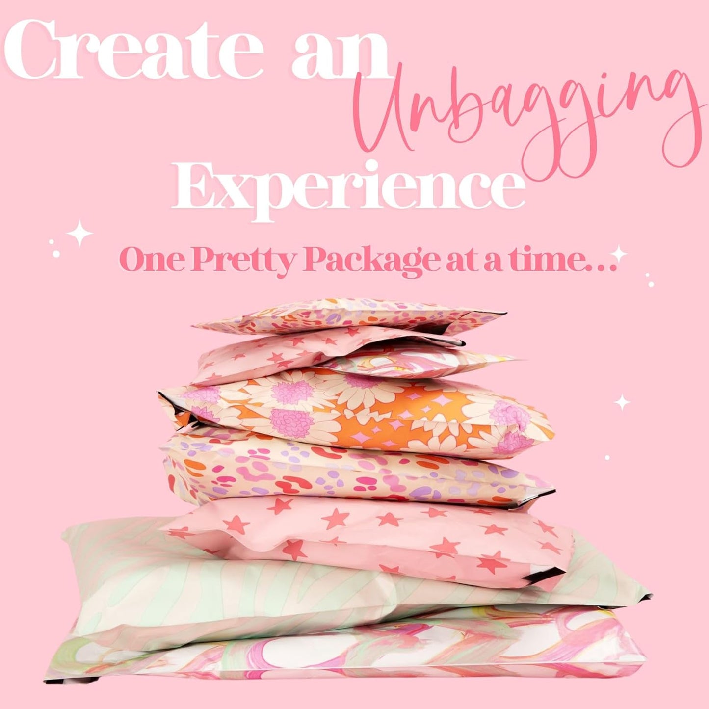 14.5x19 Designer Poly Mailer 100 Pack Heavy Duty Waterproof Self Seal Shipping Bags for Small Business Large Mailing Envelopes Bulk Tear Resistant Packaging Pink Bows Coquette