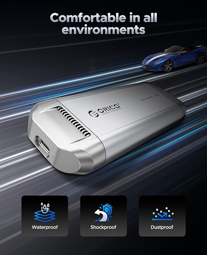 ORICO R40 2TB External Solid State Drive - 3700MB/s Ultra-Fast Speed, 40Gbps via Thunderbolt 4/3/USB4.0, Portable SSD Plug and Play, Compatible with USB-C Phones, Tablets, PC & Mac