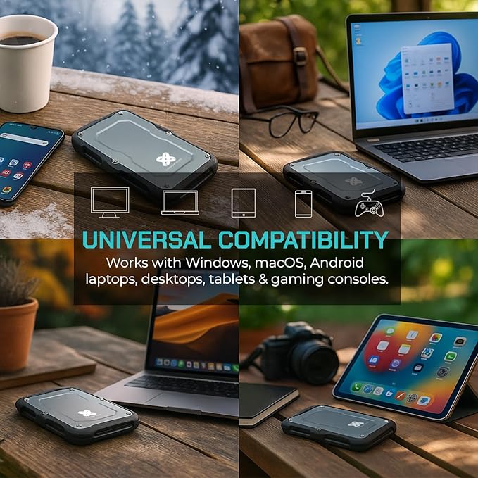 Titanium Micro 1TB External SSD, Titanium One Portable SSD - Up to 550MB/s, USB 3.2 Gen 2 USB-C USBA, Rugged IP66 Water Resistance, Drop Proof, External Solid State Drive Storage for PC Mac Smartphone