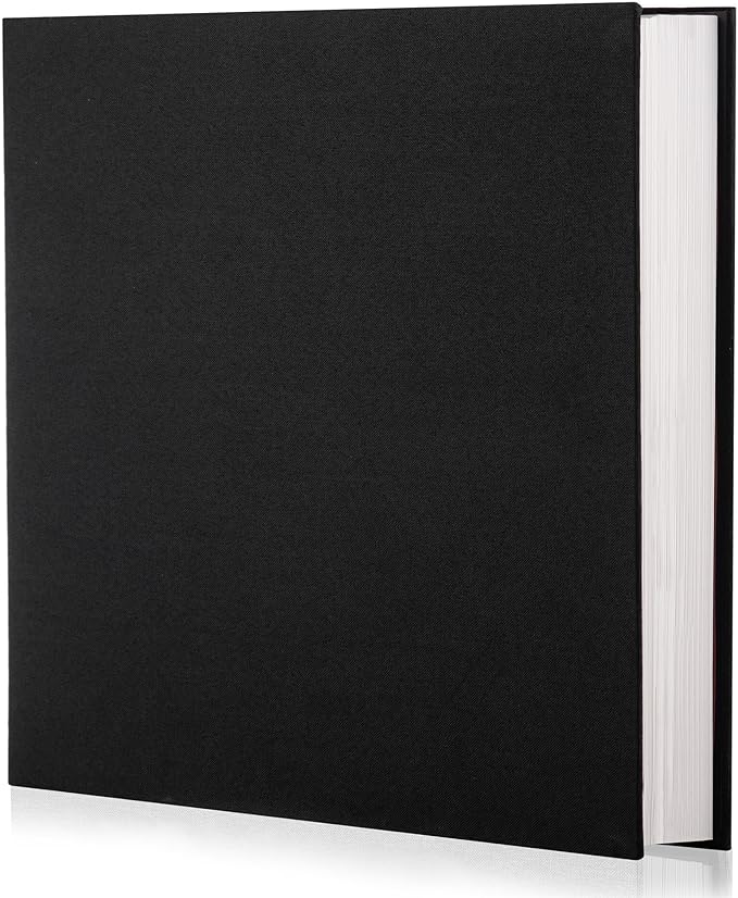 Black Photo Album Self Adhesive Scrapbook Album for 4Ã6 Photos/Pictures DIY Linen Cover Album 15 Sheets/30 Blank Pages for Family Wedding, Birthday, Christmas, Anniversary