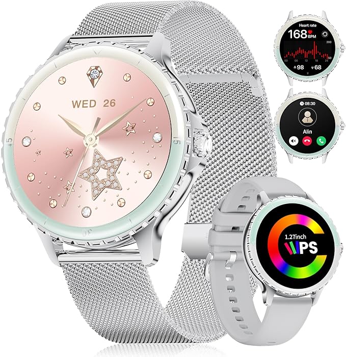 LIGE Smart Watches for Women (Answer/Make Call) 1.27â TFT Smartwatch,300mAh/IP68 Waterproof Fitness Tracker Pedometer 111 Sport Modes for Android iOS,Sliver