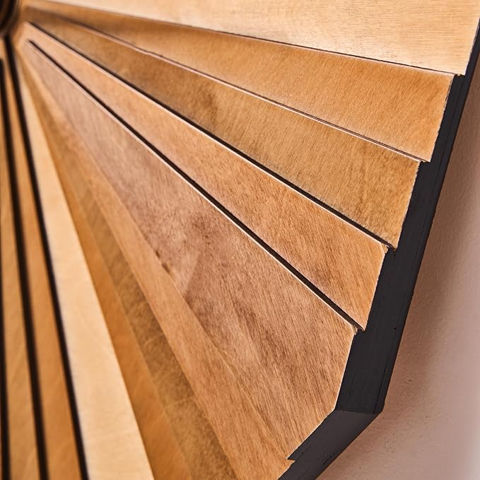 Parametric Verso Wood Wall Clock, 3D Birch Plywood Layered Acoustic Wooden Decorative Clock (Medium)