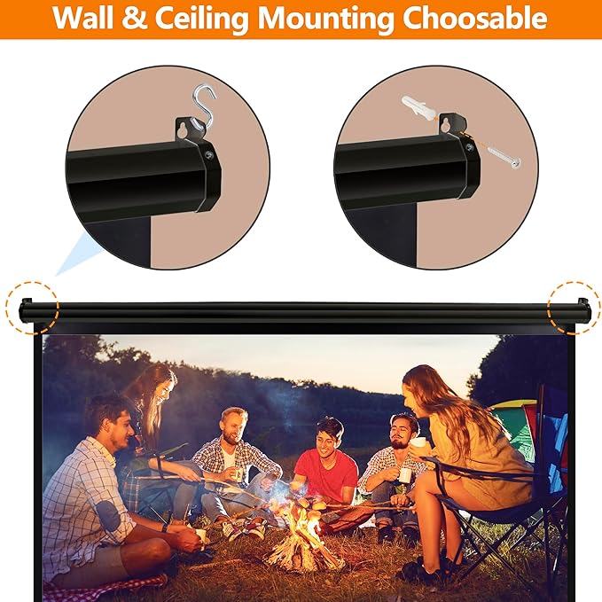 SUPER DEAL 100'' 16:10 HD Projection Screen Foldable Anti-Crease Portable Projector Movie Screen Manual Pull Down for Home Theater Presentation Education Outdoor Indoor Public Display, Black