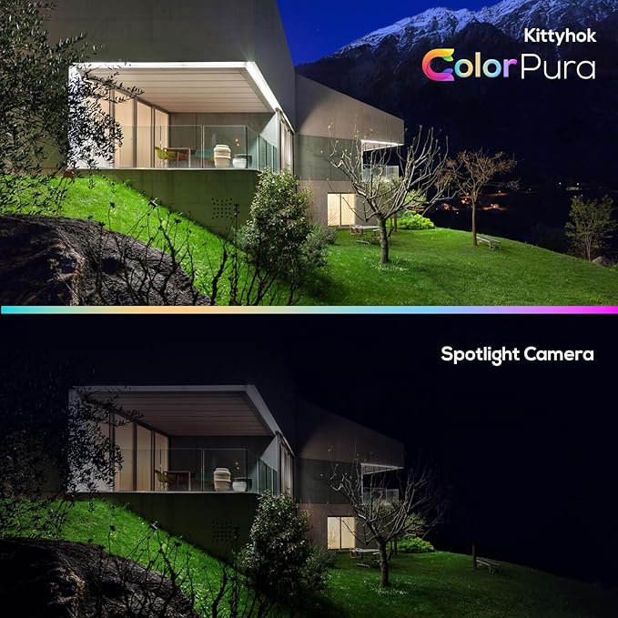 Kittyhok 【ColorPura PTZ Solar Security Camera Outdoor Wireless, Pro True Color Night Vision, Solar Powered, 2K FHD, Human Detection, 2 Way Audio, IP66 Weatherproof, Local Recording for Home Security