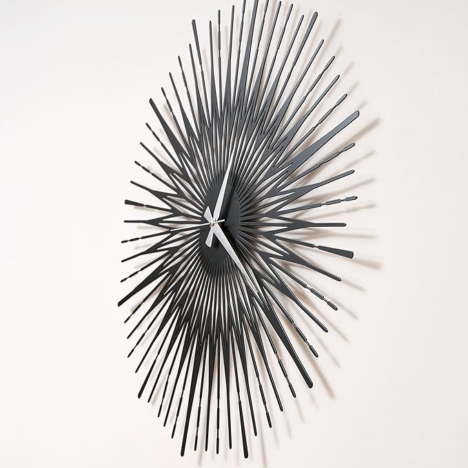 Sun Rays Wall Clock, Large Metal Decorative Wall Clock, Modern Minimalist Wall Decor (Bronze, Large)