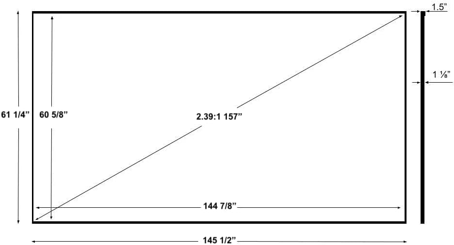 Silver Ticket Products S7 Series 6 Piece Thin Bezel Home Theater Fixed Frame 4K/8K Ultra HD, HDTV, HDR & Active 3D Projection Screen, 2.39:1 Format, 157" Diagonal, Grey Material S7-239157-G