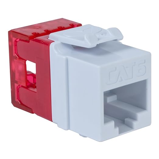 ICC CAT6 Keystone Jack with Slim Profile 180 Degree Punch Down, RJ45 UL Listed PoE++ TAA Compliant for Wall Plate or Patch Panel, Works with JackEasy Termination Tool, White