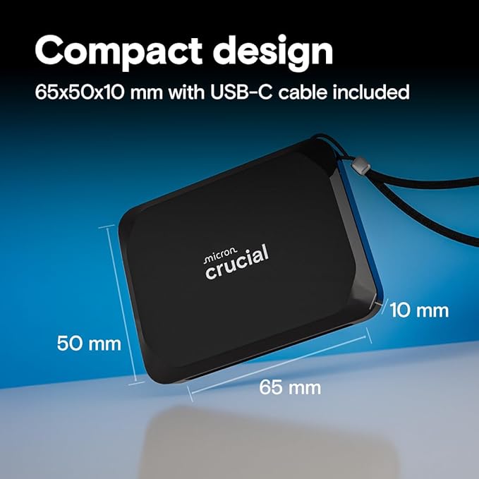 Crucial X9 4TB Portable SSD, Up to 1050MB/s, USB 3.2 USB-C, External Solid State Drive, Compatible with Windows, Mac, & Android, Reliable Storage for Games, Files, & Backups, Black - CT4000X9SSD902