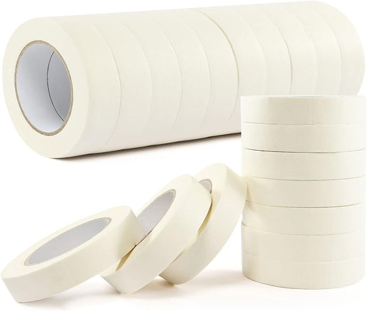 Masking Tape Bulk 1 Inch 20 Packs - White Beige Masking Tapes for General Purpose, Craft, Art, Home, Office, School, 1 Inch x 55 Yards x 20 Rolls