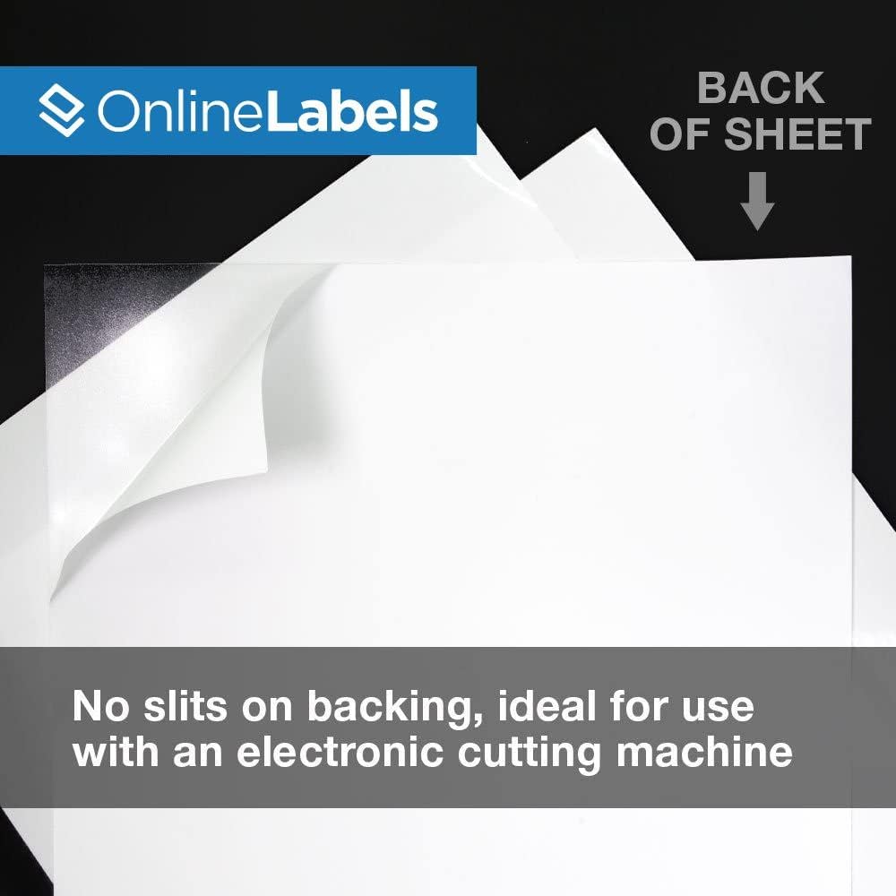 Waterproof Clear Gloss Laser-Printable Sticker Paper, 8.5 x 11 Full Sheet Label, 10 Sheets, for Laser Printers Only, Online Labels