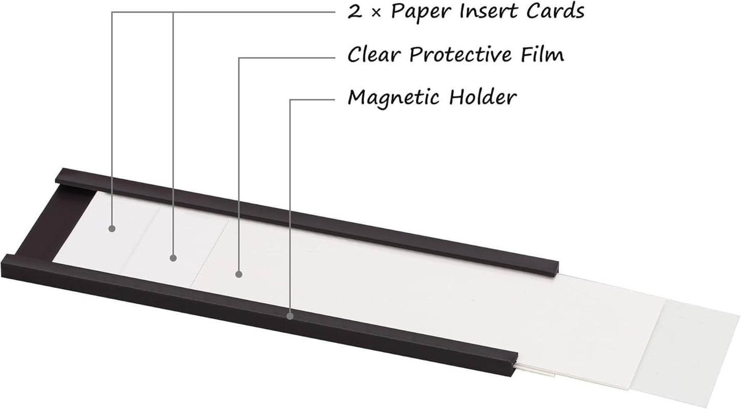 Realth C Channel Magentic Label Holders 70 Pack 3" x 5" - Magnetic Name Tags for Classroom, Office, Shelving, Bins, Library, Supermarket