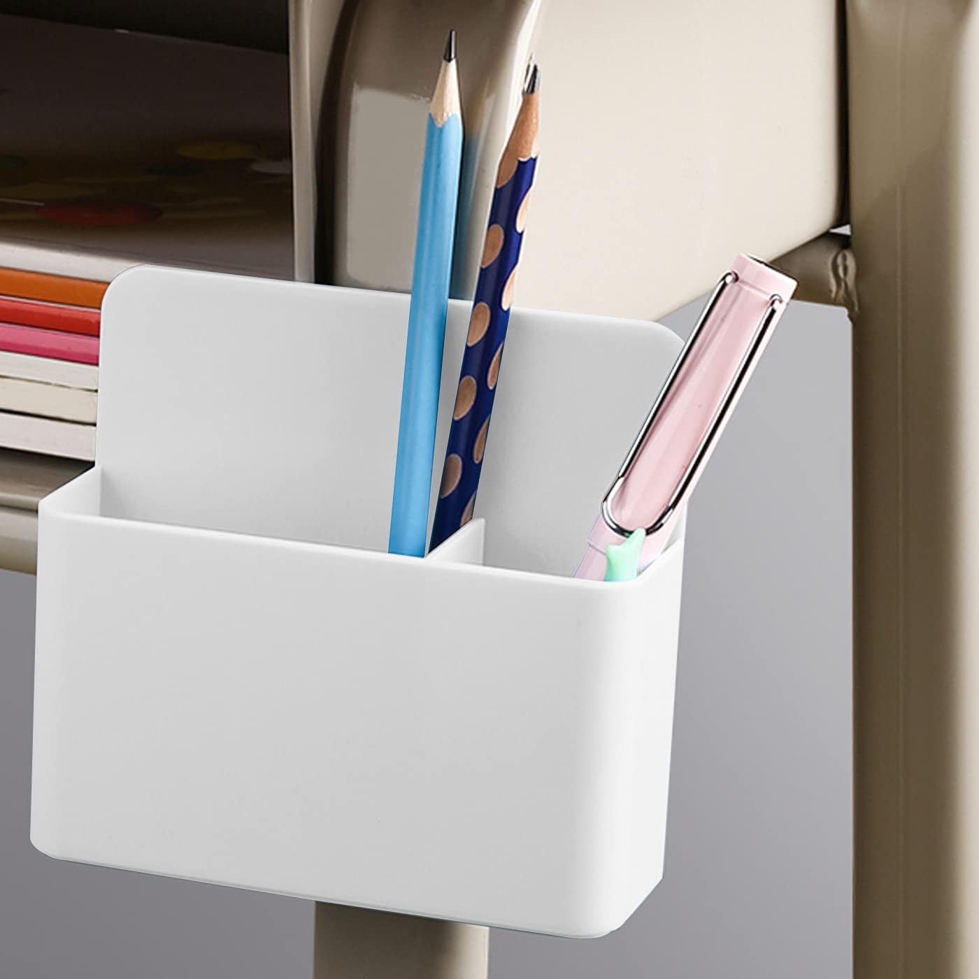 Magnetic Dry Erase Marker Holder, Magnetic Pen Marker Holder for Whiteboard, Fridge, Locker Accessories, Classroom, Office, Home, Magnet Pen Cup,1 Pack, White