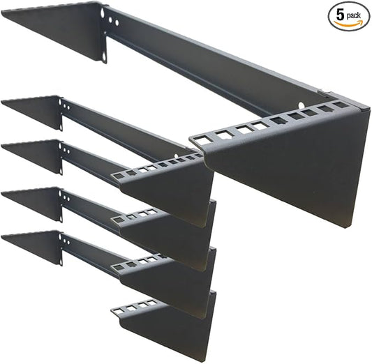 JINGCHENGMEI 5 Packs of 3U Vertical Wall Mount Patch Panel Bracket -Steel Networking Euipment Rack for 19" Network, Server and Data Equipment (5)