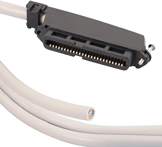 ICC Female to Open End 25-Pair Telco Cable 15ft - Cat3 24AWG, 100% Solid Pure Copper, Gray Riser CMR Cable with 90-Degree 50-Pin Telco Connector for Voice and Low Data PBX Applications, 15 Feet