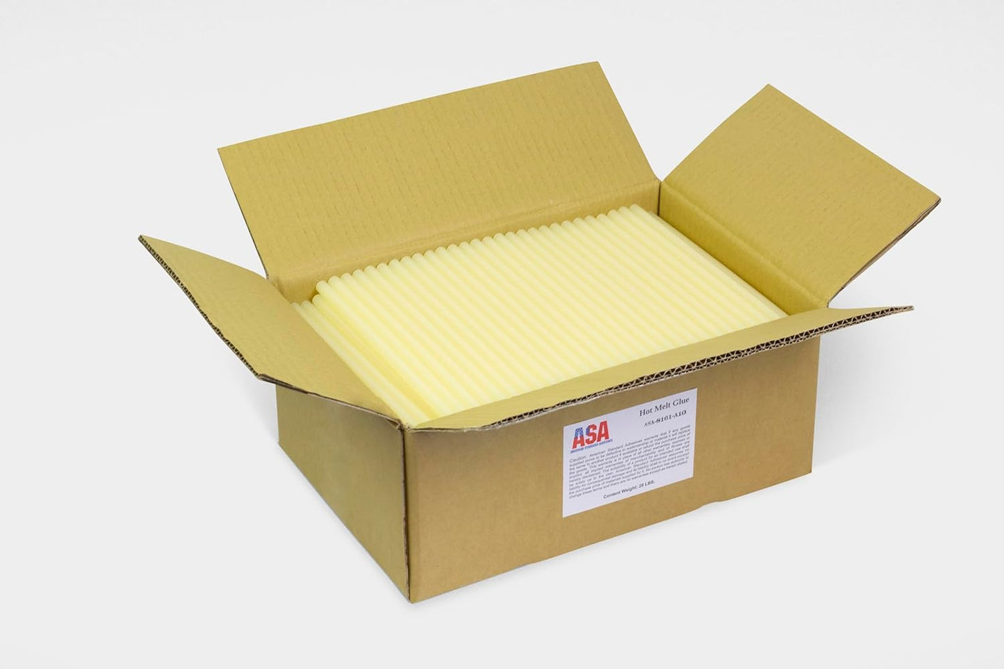 ASA Full Size Hot Glue Sticks for Glue Gun - 7/16" x 10" | High-Strength Hot Gun Sticks Adhesive for Corrugated Materials | Industrial Grade for Packaging & Woodworking | Pack of 189