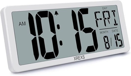 Large Digital Wall Clock, Electronic Alarm Clocks for Bedroom, Count Up & Down Timer, Battery Operated 14.17 Inch Large LCD Screen with Time/Date/Temperature Display