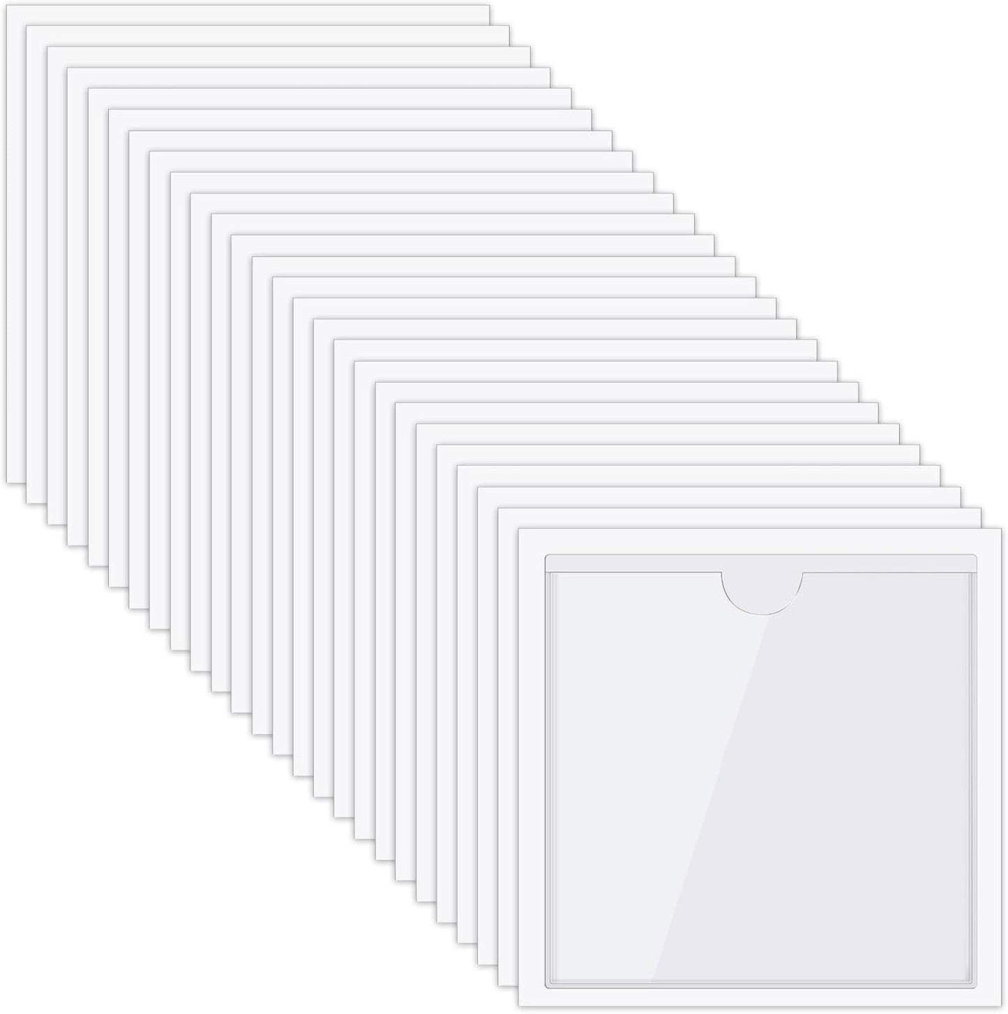 Chinco 50 Pack Clear Adhesive Pockets, Labels for Storage Bins, Plastic Self Adhesive Index Card Holder with Top Open for Organizing Bins Box Drawer(4.1 x 4.1 Inches)