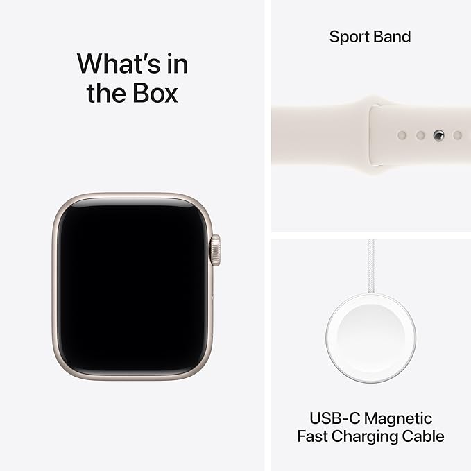 Apple Watch SE 3 [GPS + Cellular 44mm] Smartwatch with Starlight Aluminium Case with Starlight Sport Band - M/L. Fitness and Sleep Trackers, Heart Rate Monitor with AppleCare+ (2 Years)