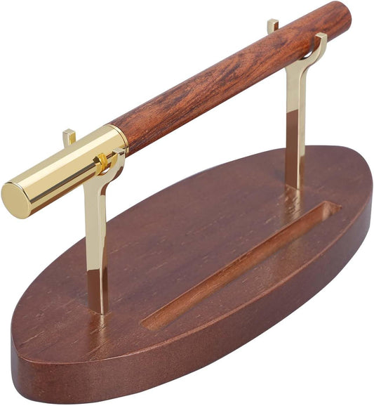 Pen Holder Desk Organizers and Accessories Desk Decor ï¼Exquisite Wooden Pen Holder ï¼with a Cool Pen and Two Refills for Office and Home (Style B)