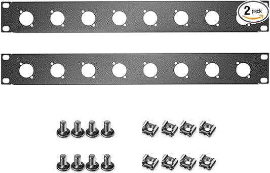 Harrisen 2PCS Hinged Rack Panel，1U8D XLR HDMI Audio Rack Mount Panel for 19 inches Audio Enclosure Server Computer Equipment Studio