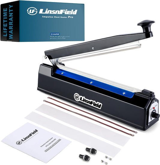 Sealer Pro - 20 inch - 5mm Sealing Width - Impulse Heat Sealer Most Heavy Duty for Strong, Secure Sealing for Long Term Food Storage, Black