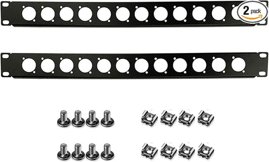 Harrisen 2PCS Hinged Rack Panel，1U12D XLR HDMI Audio Rack Mount Panel for 19 inches Audio Enclosure Server Computer Equipment Studio