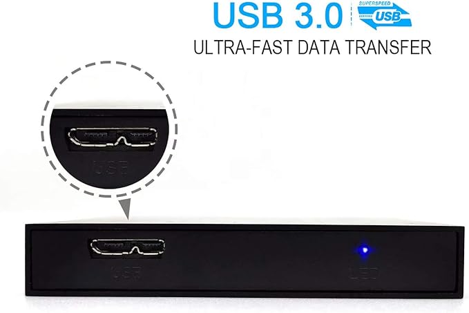 2.5'' HDD 750GB Ultra Slim Portable External Hard Drive USB3.0 Storage for Xbox One Console, PC, Laptop, MacBook (Silver)