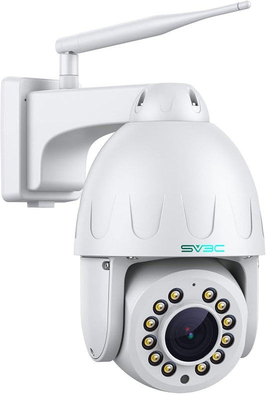 SV3C 4K PTZ WiFi Camera Outdoor 15X Optical Zoom, Wireless IP Security Camera 8MP, Auto Tracking, Floodlight Color Night Vision, 2-Way Audio, Metal Shell, RTSP, FTP, SD Card Record, Onvif Conformant