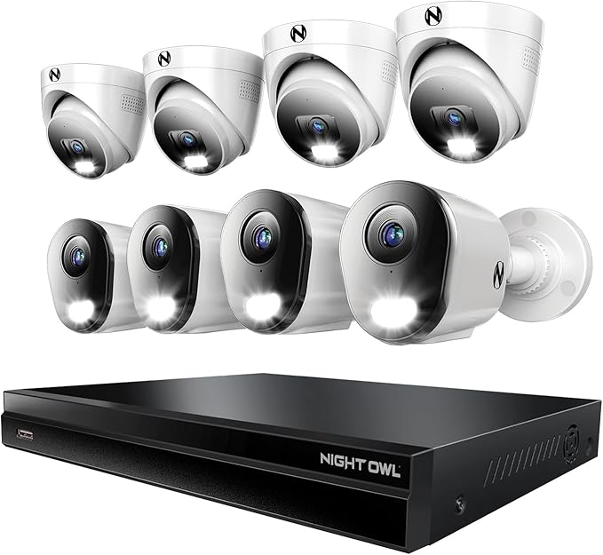2-Way Audio 32 Channel 12MP NVR with 8TB HDD and 8 Wired IP 4K Deterrence Cameras - 4 Bullet 4 Dome