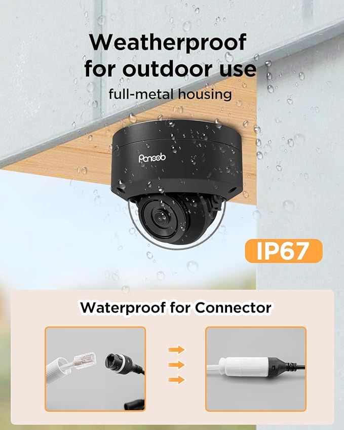 5MP Home Security Camera Systems, 4PCS Wired IP Vandal-Proof Dome Cameras Outdoor with Person Detection, Built-in Mic IP66 2.8mm Lens 100ft IR Night Vision, 4K 8CH NVR 2TB HDD, PD54B0408-5M
