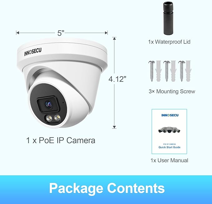 8MP Turret PoE Camera Outdoor, Smart Dual Light AI IP Security Camera, Color Night Vision, Built-in Mic, 2.8mm Lens Wide Angle 110°, Face Detection, Human Vehicle Detection, IND8BD97S