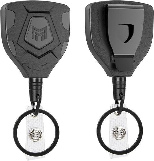 MNGARISTA Heavy Duty Retractable Keychain with Belt Clip, ID Badge Reel Key Chain, Badge Holder with 31.5' Steel Cord and Key Ring, 9.0oz, 2-Pack